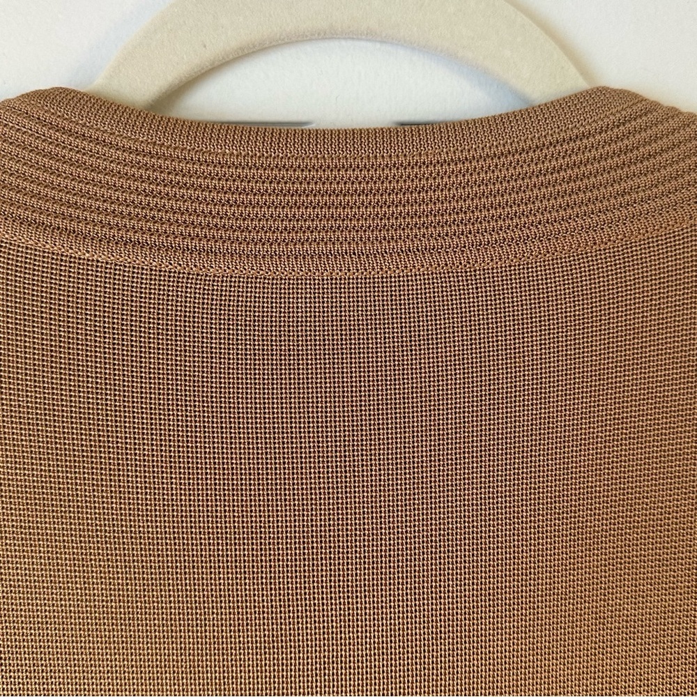 Vintage 100% Silk Dana Buchman Fine Knit Textured Gold Zip Up Cardigan, Size M - Picture 4 of 7